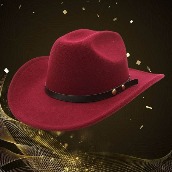 ZHOGXU Cowboy Hat For Men And Women With Decoration Ethnic Style Wide Brim Stylish Comfortable Caps For Country Dance Party Stage Performance One Size