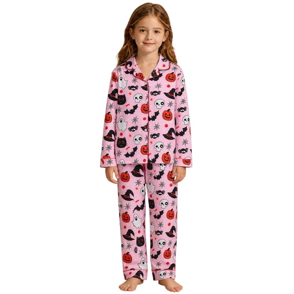 ZHOGXU Cozy Kids Halloween Sleepwear Long Sleeve Top And Pants Pj Sets For Boys Girls Nightwear Loungewear,12 Years