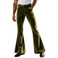 thumbnail image 1 of ZHOGXU Dress Pants For Men Velvet Belt Flare Wide Leg Pants Casual Soft Trousers For Everyday Wear,Yellow,L, 1 of 5