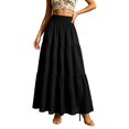 thumbnail image 1 of ZHOGXU Elegant Ladies Midi Skirts For Women Solid Color Knee Length High Elastic Waist A Line Design Outdoor Shopping Dating, 1 of 4