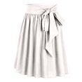 thumbnail image 1 of ZHOGXU Elegant Skirts For Womens Solid Color Elastic Waist A Line Tie Waist Pleated Design Outdoor Shopping Dating, 1 of 5