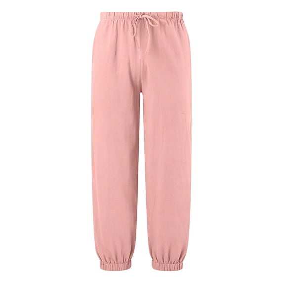 ZHOGXU Exquisite Elastic Waist Drawstring Solid Color Jogger Kids Pants For Girls All Season Suitable
