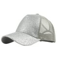 thumbnail image 1 of ZHOGXU Glitter Trucker Hat Unisex Adjustable Mesh Back Baseball Cap Summer Outdoor Fishing Hat,Silver, 1 of 3