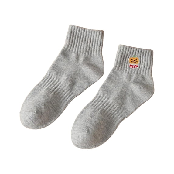 ZHOGXU Halloween Embroidered Crew Socks For Kids Fancy Funny Cute Breathable Socks Running,Athletic,Grey