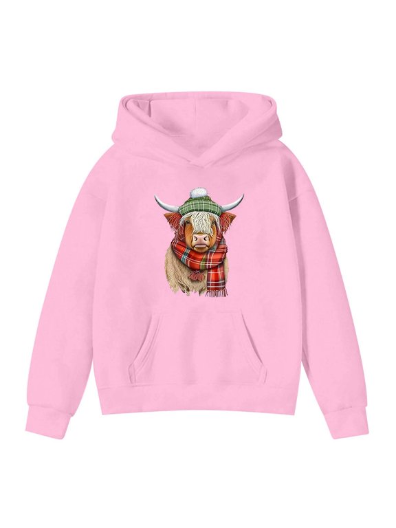 Halloween Them Kids Hooded Sweatshirt Long Sleeve Cow Print Hoodie Cozy Jacket For Boys Girls,3-4 Years