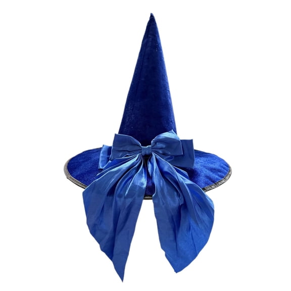 ZHOGXU Halloween Velvet Witch Hat Large Satin Bow Wizard Hats For Women Gothic Party Performance