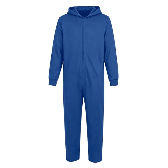 ZHOGXU Hooded Jumpsuits Unisex Zipper Front Bodysuit Cozy Lightweight Hoodie Rompers Loungewear,Dark Blue,XXXXL