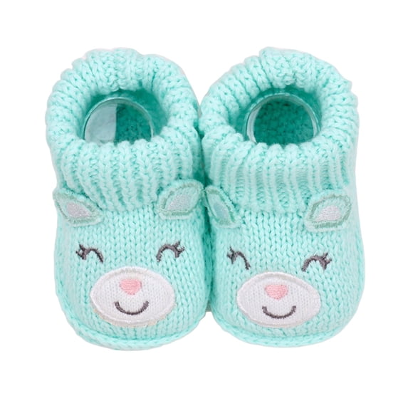 ZHOGXU Infant Bear Applique Knitted Athletic Shoes Warm Baby First Walking Shoes Soft Sole Home Booties For Newborn Baby,Green,0-3 Months