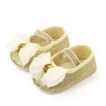 thumbnail image 1 of ZHOGXU Infant Toddler Girls Shoes Non Slip Soft Sole Bow Design Comfortable Breathable Walking Shoes For Casual Daily Wear,Gold,0-6 Months, 1 of 3