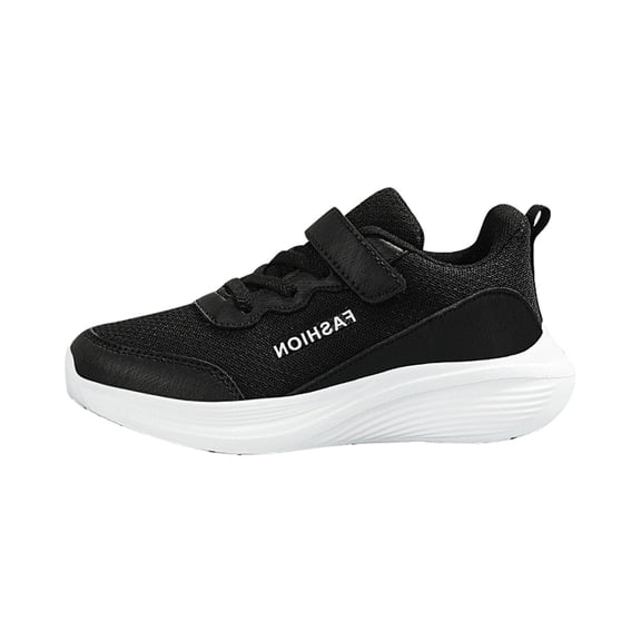 ZHOGXU Kids And Teens Boys Casual Sneakers Breathable Lightweight Mesh Non Slip Sports Shoes,Black,7.5-8 Years