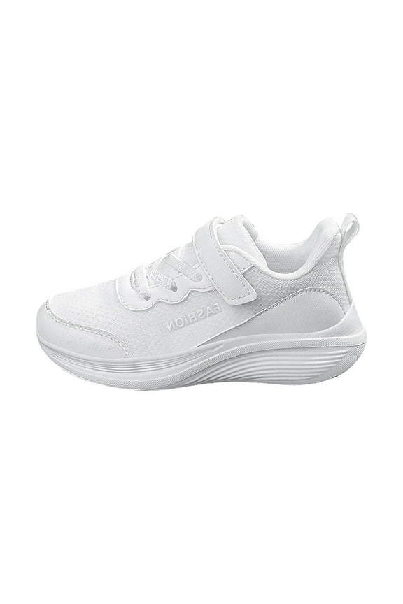 Kids And Teens Boys Casual Sneakers Breathable Lightweight Solid Color Mesh Non Slip Sports Shoes,White,10-10.5 Years