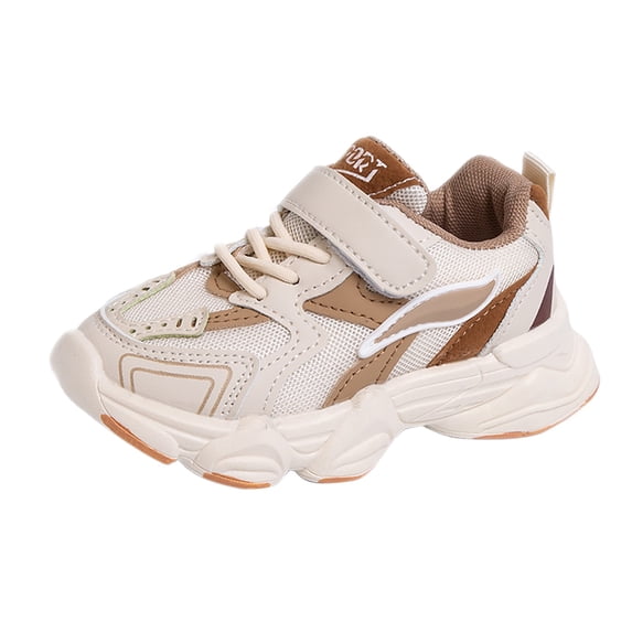 ZHOGXU Kids Boys And Girls Sneakers Fashionable Mesh Breathable And Comfortable Spring Summer Autumn Kindergarten Sports Shoes,Khaki,25