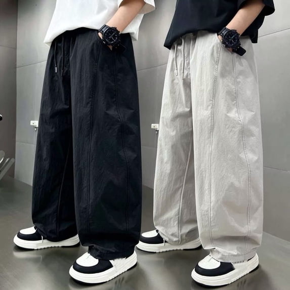 ZHOGXU Kids Boys Cargo Pants High Waisted Solid Color Wide Leg Loose Fit Comfortable Trousers With Pockets For Everyday Wear,Grey,7-8 Years