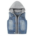 thumbnail image 1 of ZHOGXU Kids Boys Girls Jean Hoodies Coat Sleeveless Zipper Comfortable Fashion Vest Jacket For Outdoor Activities,Blue,18-24 Months, 1 of 4