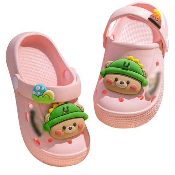 ZHOGXU Kids Boys Girls Sandals Soft Cute Cartoon Design On Lightweight Comfortable Hollow Summer Shoes For Pool Beach Outdoor And Indoor Wear,Pink,7.5-8 Years