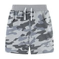 thumbnail image 1 of ZHOGXU Kids Boys Girls Summer Sport Shorts Camouflage Print Drawstring Elastic Waist Comfortable Lightweight Casual Wear For Holiday Beach,Grey,5-6 Years, 1 of 4