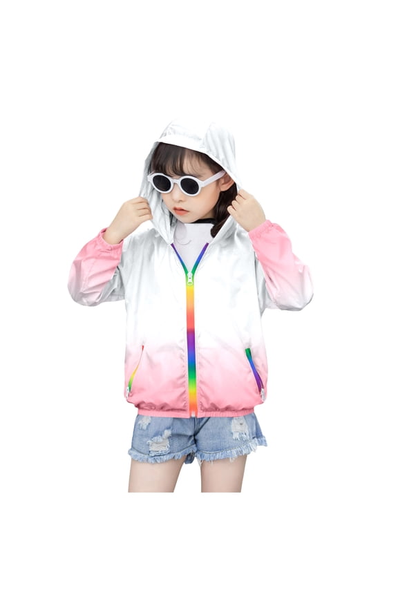 Kids Boys Girls Sun Protection Hoodie Jacket Tie Dye Long Sleeve Zipper Lightweight Breathable Coat For Casual Daily Wear,Light Pink,11-12 Years