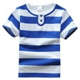thumbnail image 1 of ZHOGXU Kids Boys Summer Tops Striped Short Sleeve Round Neck Comfortable Breathable T Shirt For Casual Daily Wear,Blue,18-24 Months, 1 of 4