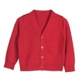 thumbnail image 1 of ZHOGXU Kids Girls Boys Sweater Long Sleeve V Neck Solid Color Knit Open Front Buttons Comfortable Stylish Cardigan For Everyday Wear Red 5-6 Years, 1 of 3