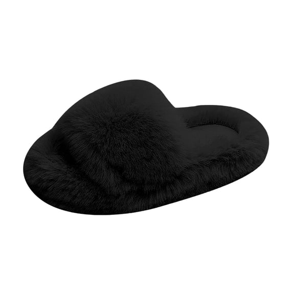 ZHOGXU Kids Girls Fuzzy Slippers Open Toe Soft Sole Warm Indoor House Shoes Cozy Lightweight Footwear,Black,5.5-6 Years