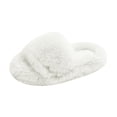 thumbnail image 1 of ZHOGXU Kids Girls Fuzzy Slippers Open Toe Soft Sole Warm Indoor House Shoes Cozy Lightweight Footwear,White,4.5-5 Years, 1 of 6