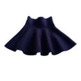 thumbnail image 1 of ZHOGXU Kids Girls High Waist Knitted Flared Pleated A Line Skirt Casual Solid Color Above Knee Skirt For Casual Daily Wear,Navy,7-8 Years, 1 of 7