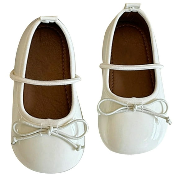 ZHOGXU Kids Girls Sandals Closed Toe Solid Color Soft Sole Slip On Comfortable Lightweight Flat Shoes For Everyday Wear,White,3.5-4 Years