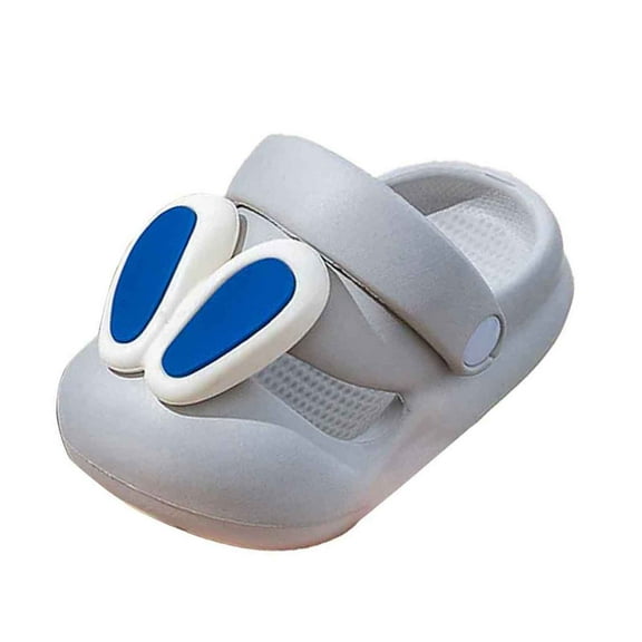 ZHOGXU Kids Girls Sandals Soft Sole Cute Cartoon Design Closed Toe Slip On Lightweight Comfortable Summer Shoes For Indoor Outdoor Wear,Grey,18 Month-24 Month