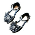 thumbnail image 1 of ZHOGXU Kids Girls Summer Sandals With Adjustable Straps Pearl Rhinestone Butterfly Design Closed Toe Fashion Princess Flat Shoes For Everyday Wear,Black,1-1.5 Years, 1 of 4