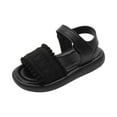 thumbnail image 1 of ZHOGXU Kids Girls Summer Sandals With Adjustable Straps Solid Color Open Toe Soft Sole Comfortable Breathable Shoes For Everyday Wear,Black,4-5 Years, 1 of 4