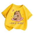 thumbnail image 1 of ZHOGXU Kids Girls Summer Top Cute Cartoon Animal Printed Short Sleeved Round Neck Comfortable Breathable Loose T Shirt For Casual Daily Wear,Yellow,8-10 Years, 1 of 4