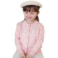 thumbnail image 1 of ZHOGXU Kids Girls Sweater Long Sleeve Rhinestone Design Knit Open Front Buttons Stylish Comfortable Cardigan For Fall Winter Daily Wear Pink 11-12 Years, 1 of 5