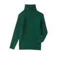 thumbnail image 1 of ZHOGXU Kids Girls Sweater Solid Color Long Sleeve Turtleneck Knit Warm Soft Tops Knitwear For Daily Wear Green 5-6 Years, 1 of 2