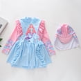thumbnail image 1 of ZHOGXU Kids Girls Swimwear Long Sleeves Cartoon Printed Ruffles Sun Protection Comfortable Stylish Swimsuit Beachwear With Swim Cap For Beach Pool,Blue,6-8 Years, 1 of 6
