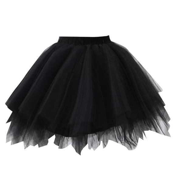 ZHOGXU Kids Girls Tutu Skirt Solid Color Elastic Waist Mesh Comfortable Fashion Skirt For Summer Casual Daily Wear,Black,One Size