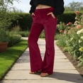 thumbnail image 1 of ZHOGXU Kids Girls Velvet Pants High Waist Solid Color Wide Leg Soft Stretch Comfortable Elegant Flared Trousers For Casual Daily Wear And Party,Wine,5-6 Years, 1 of 8