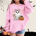 thumbnail image 1 of ZHOGXU Kids Halloween Boys Girls Hoodies With Pocket Long Sleeve Ghost Pumpkin Print Fashion Comfortable Sweatshirt For Casual Daily Wear Pink 3-4 Years, 1 of 4