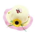 thumbnail image 1 of ZHOGXU Kids Straw Hat Summer Foldable Large Brim Sunflower Butterfly Embroidery Sun Protection Beach Hat For Boys Girls Outdoor Play Travel Lightweight Breathable,Light Pink,One Size, 1 of 2