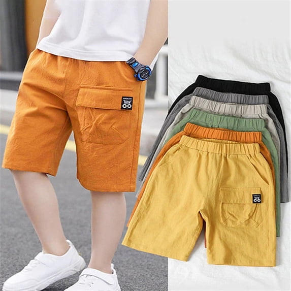 ZHOGXU Kids Toddler Boys Shorts Elastic Waisted Cartoon Print Comfortable Breathable Shorts For Casual Daily Wear,Khaki,6-7 Years