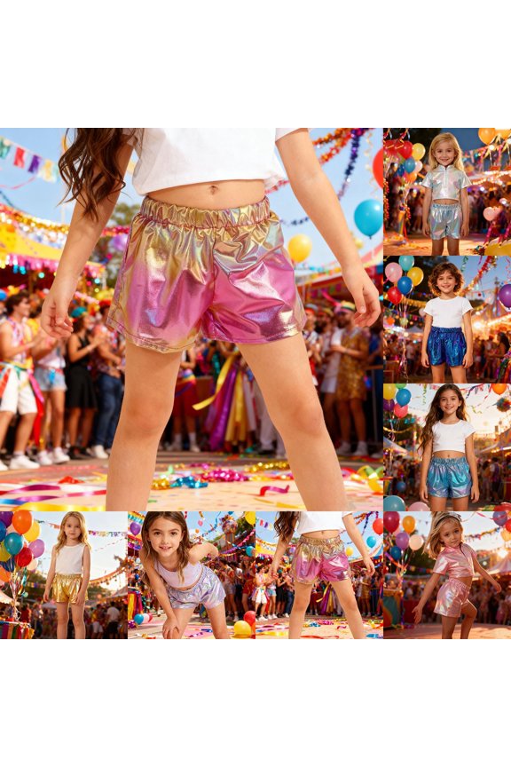 Kids Toddler Girls Boys Shorts Elastic Waisted Sequins Comfortable Fashion Shorts For Stage Performance,Blue,3-4 Years