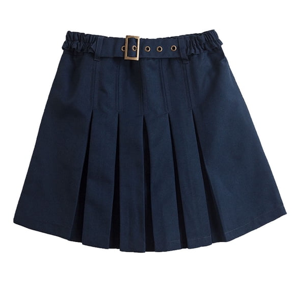 ZHOGXU Kids Toddler Girls Summer Skirt Elastic Waist Solid Color A Line Comfortable Fashion Mini Pleated Skirt For School And Daily Wear,Navy,7-8 Years