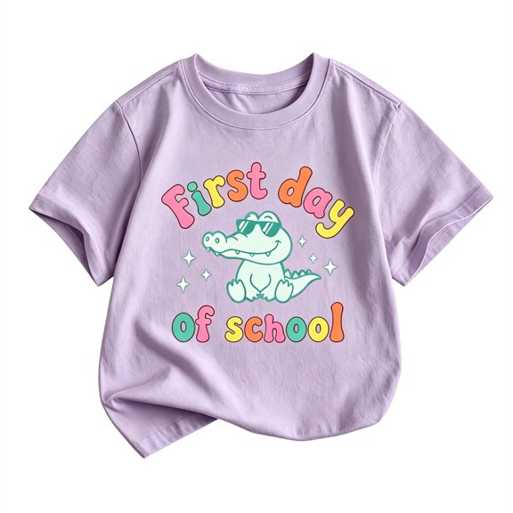 ZHOGXU Kindergarten Unique Boys Cartoon Graphic Shirt Short Sleeve O Neck Tee Tops For Kids Breathable,Sport Active,Purple,6-7 Years