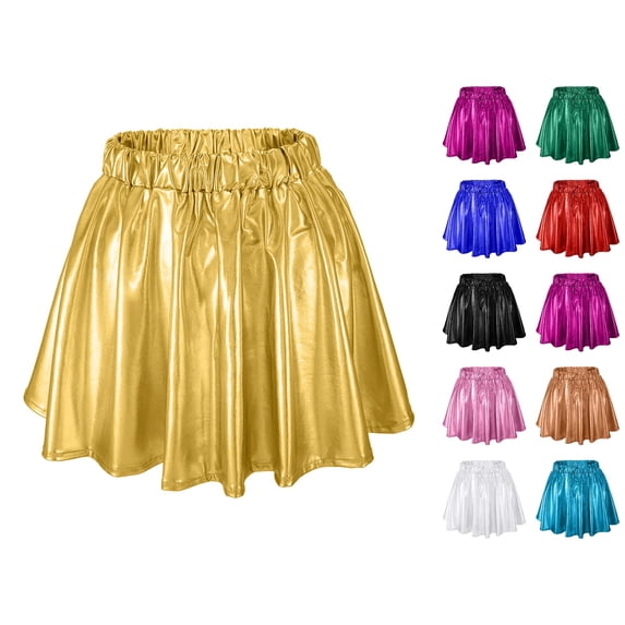 ZHOGXU Ladies Skirt Elastic Waist Solid Color Pleated A Line Comfortable Fashion Mini Skirts For Casual Daily Wear,Gd1,Xl