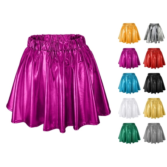 ZHOGXU Ladies Skirt Elastic Waist Solid Color Pleated A Line Comfortable Fashion Mini Skirts For Casual Daily Wear,Purple,S