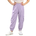 thumbnail image 1 of ZHOGXU Lightweight Summer Solid Color Cargo Trouse With Pocket Elastic Waist Kids Girls Pants Comfortable Everyday Wear, 1 of 8