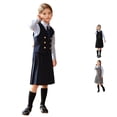 thumbnail image 1 of ZHOGXU Little Girls 3 Piece School Uniform Set Long Sleeve Button Down Shirt Vest Pleated Skirt Formal Party Outfit For Daily Wear,5-6 Years, 1 of 9