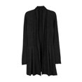 thumbnail image 1 of ZHOGXU Long Cardigans For Women Knit Long Sleeve Pleated Waist Sweater Outerwear Autumn Winter Casual Coat,Black,L, 1 of 8