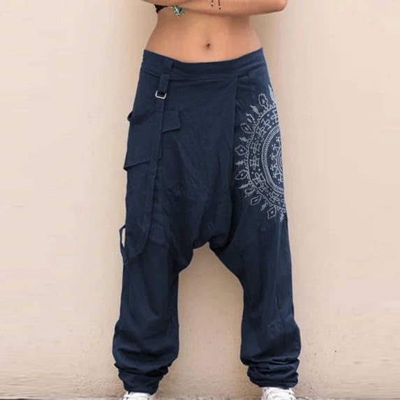 ZHOGXU Men'S Pants Print Elastic Wide Leg Comfortable Fashion Trousers With Pockets For Daily Wear Dark Blue Xxxl