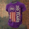 thumbnail image 1 of ZHOGXU Men T Shirt Short Sleeve Round Neck 250 Years Print Comfortable Breathable Tee Top For Independence Day Celebration,Purple,M, 1 of 3