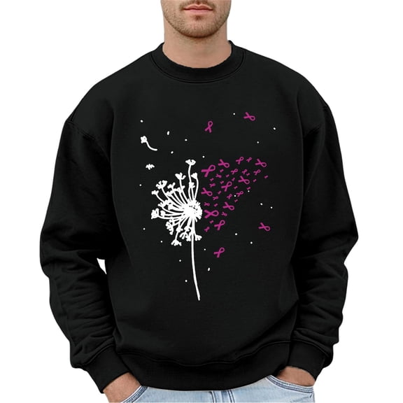 ZHOGXU Men's Casual Pullover Round Neck Long Sleeve Cartoon Print Loose Fit Breathable Sweatshirt For Autumn Winter Everyday Wear,Black,M